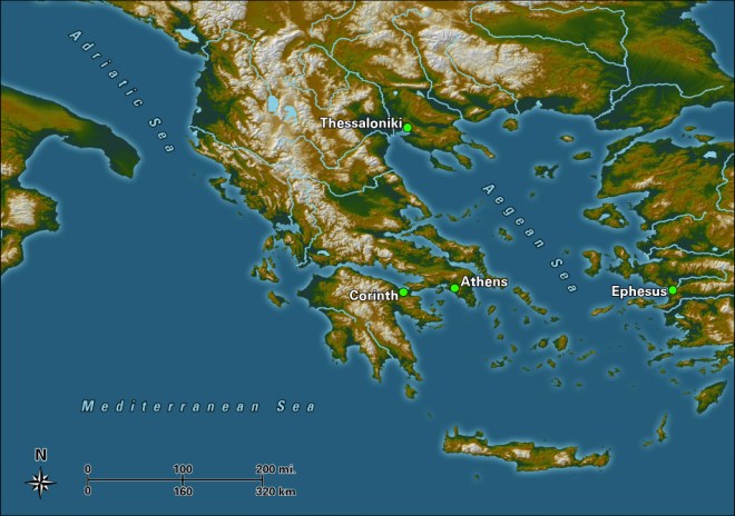 Corinth map, Bible Odyssey