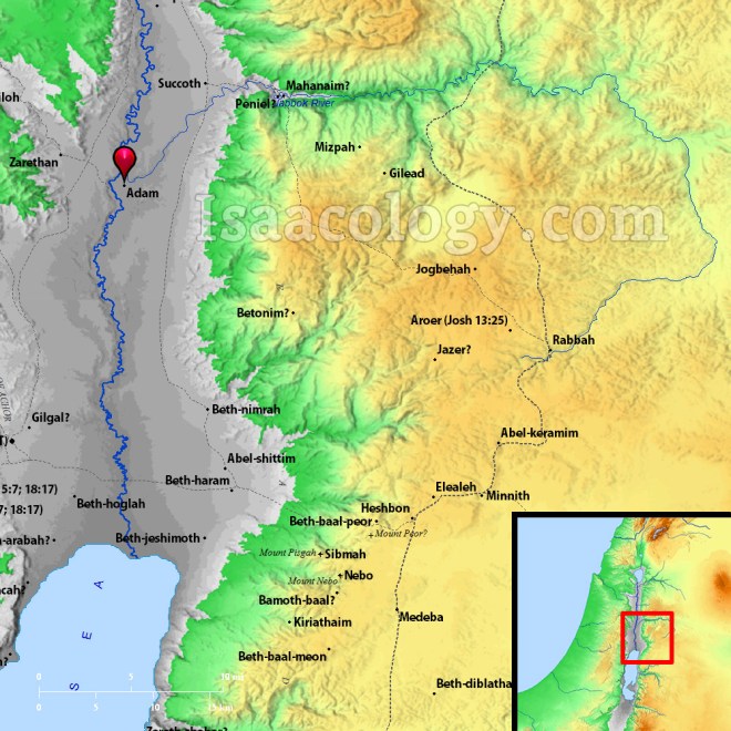 Map showing Adam and Gilead